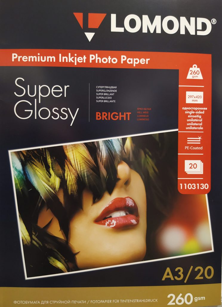 Lomond Premium Photo Paper Super Glossy 260 g/m2 A3, 20 sheets, Bright
