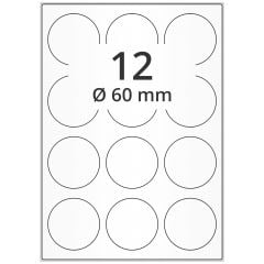 Матовые премиум этикетки для лазерной печати А4 круглые 60мм 100 листов