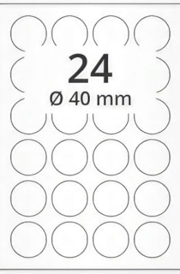 Матовые премиум этикетки для лазерной печати А4 круглые 40мм 100 листов