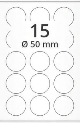 Матовые премиум этикетки для лазерной печати А4 круглые 50мм 100 листов