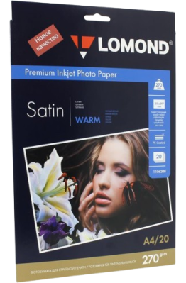 Фотобумага LOMOND Premium ink, атлас, 270 г/м2, А4, 20 листов, Теплый