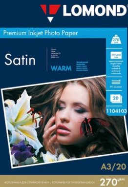 Фотобумага Lomond Premium Photo Paper атласная 270 г/м2 А3, 20 листов, Теплая