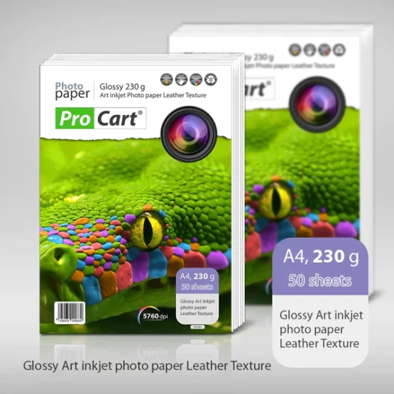 Фотобумага глянцевая Pro Cart с текстурой кожи формат A4 230г 50 листов