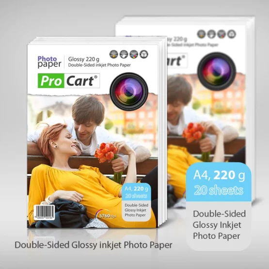 Высокоглянцевая фотобумага двухсторонняя Pro Cart 220г А4 20 листов